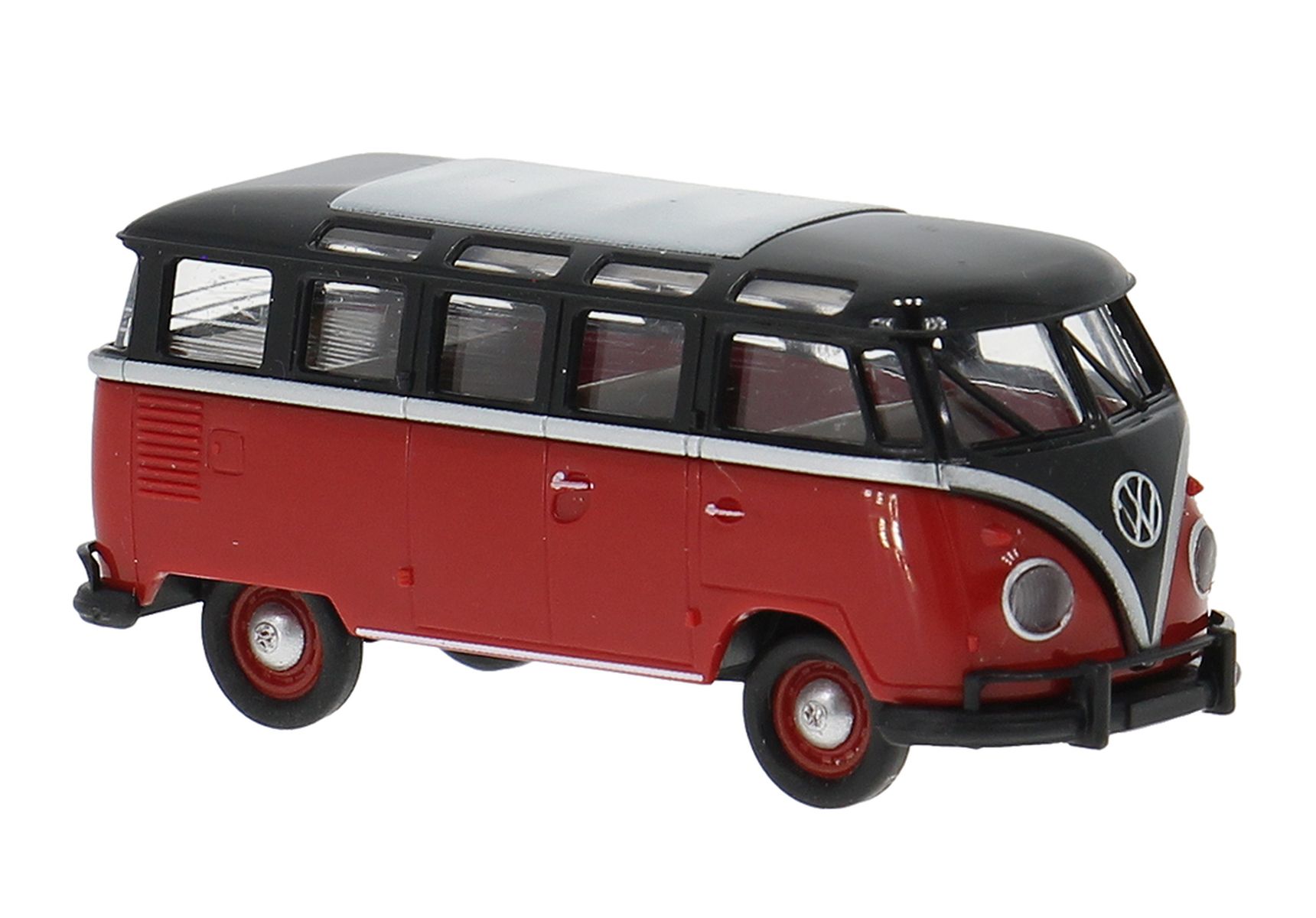 Brekina 31852 - VW T1b Samba schwarz/rot