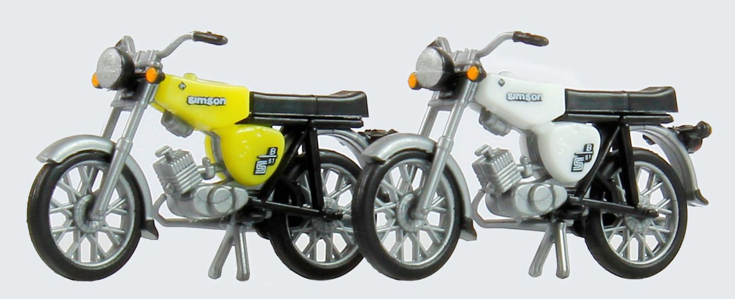 Kres 10161 - 2 Simson S50, weiß und schwefelgelb, Fertigmodelle