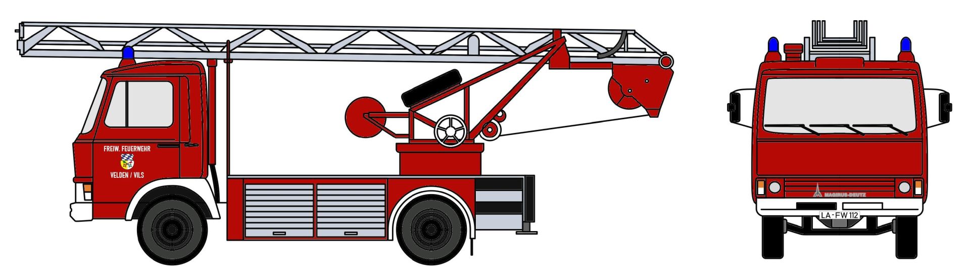 Loewe 4114 - Iveco Magirus "Zeta"  90M5 - DL18 Feuerwehr Velden/Vils