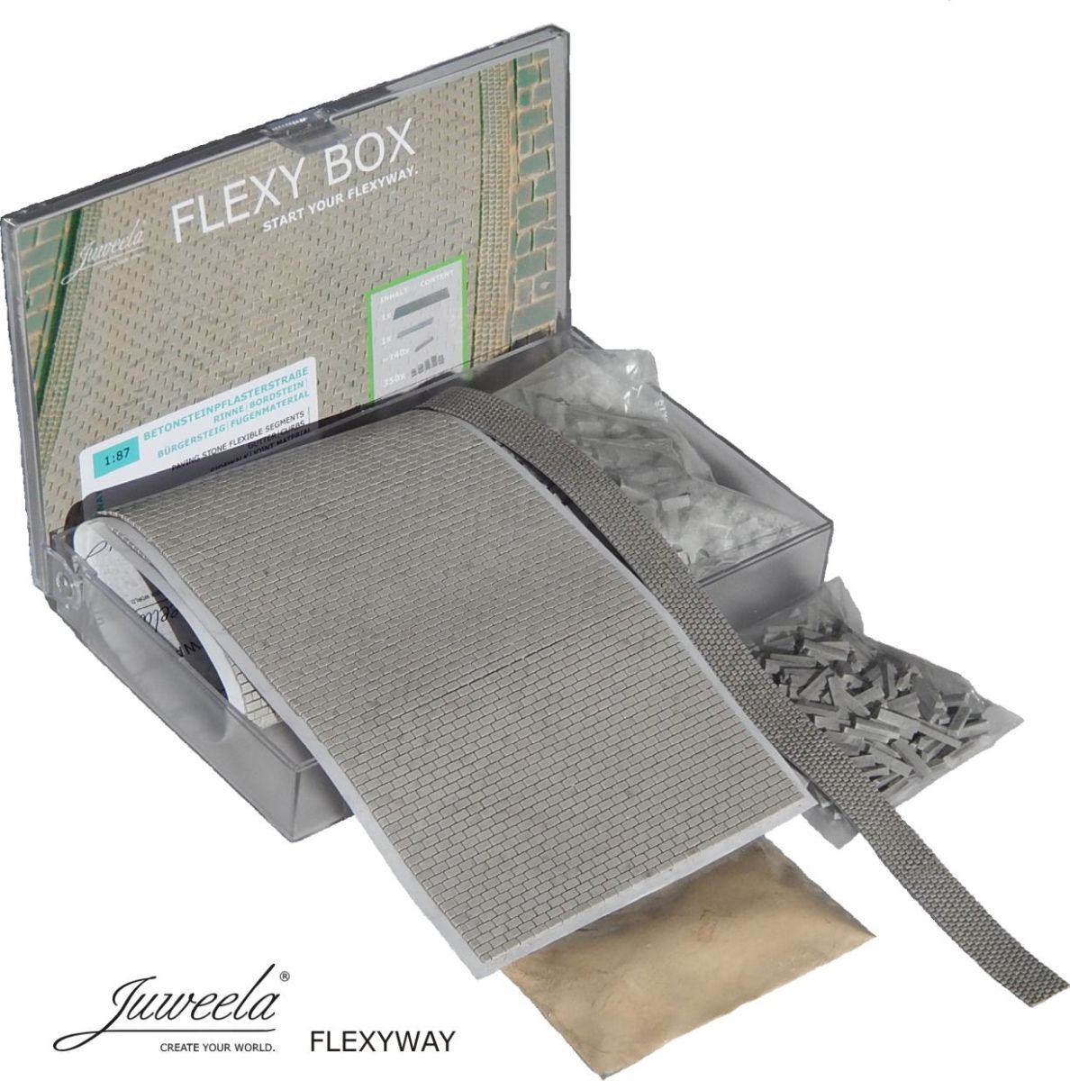 Flexy Box Betonsteinpflasterstraße grau