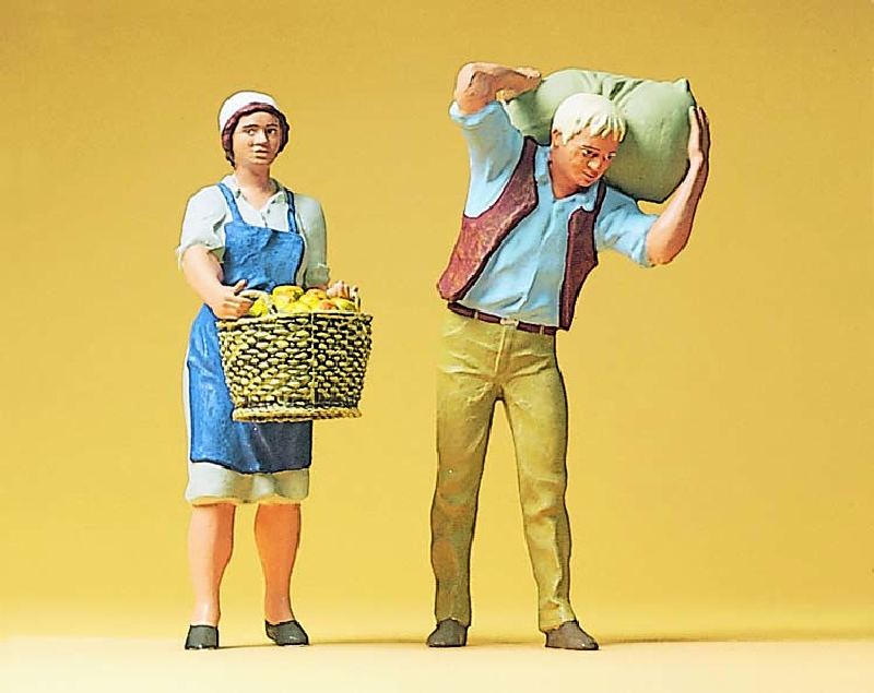 Preiser 45072 - Bäuerin mit Korb, Bauer mit Sack
