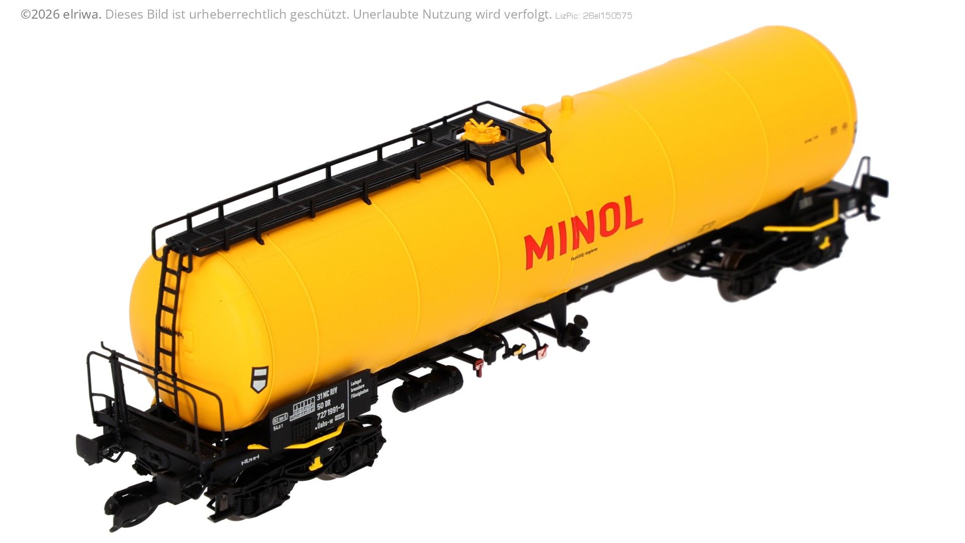 Saxonia 120217 - Kesselwagen Uahs, 8106, DR, Ep.IV, gelb 'MINOL'