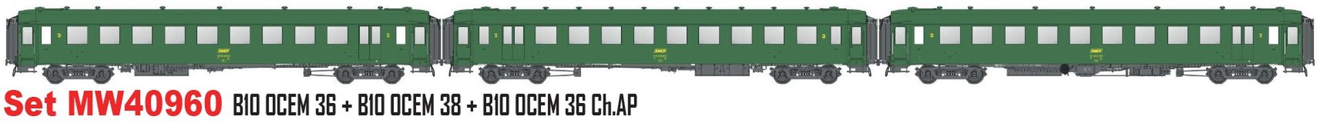 L.S. Models MW40960 - 3er Set Personenwagen OCEM, SNCF, Ep.IVa