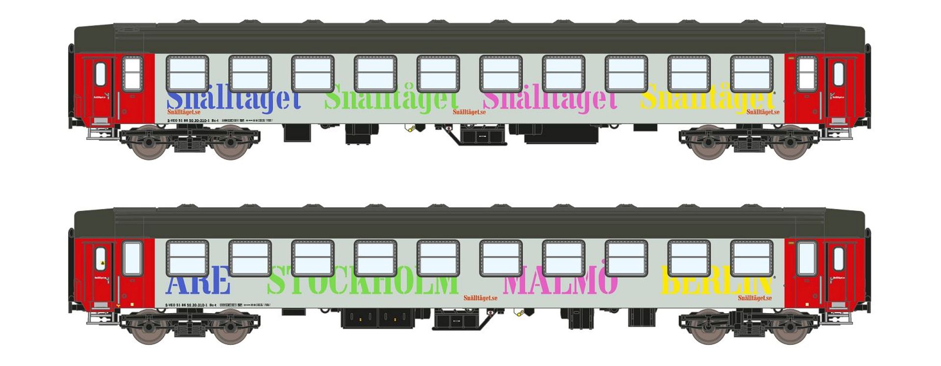 ASM 25501 - 2er Set Liegewagen UIC-Y, Bc Snälltaget, Ep.V-VI