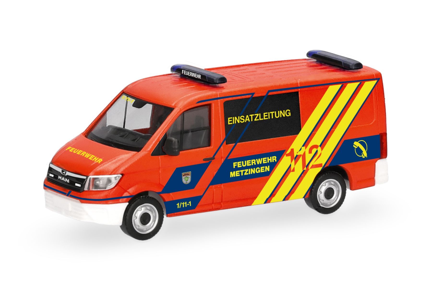 Herpa 099967 - MAN TGE Halbbus Flachdach "Feuerwehr Metzingen/ELW"