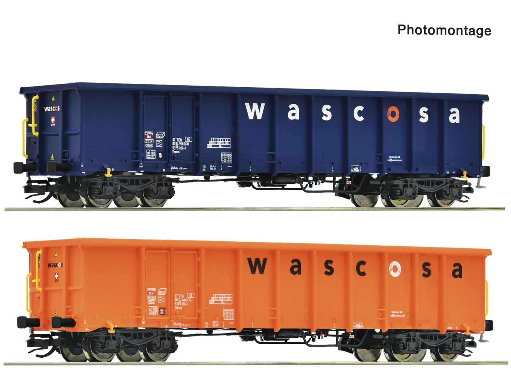 Roco 6680055 - 2er Set Offene Güterwagen Eanos, Wascosa, Ep.VI