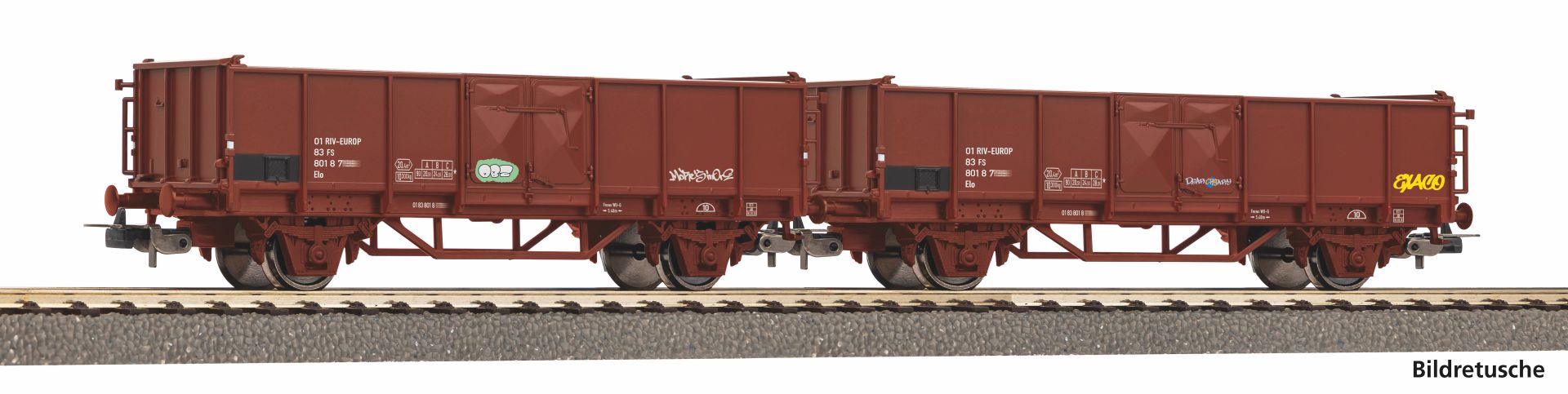 Piko 28327 - 2er Set offene Güterwagen mit Graffiti, FS, Ep.V
