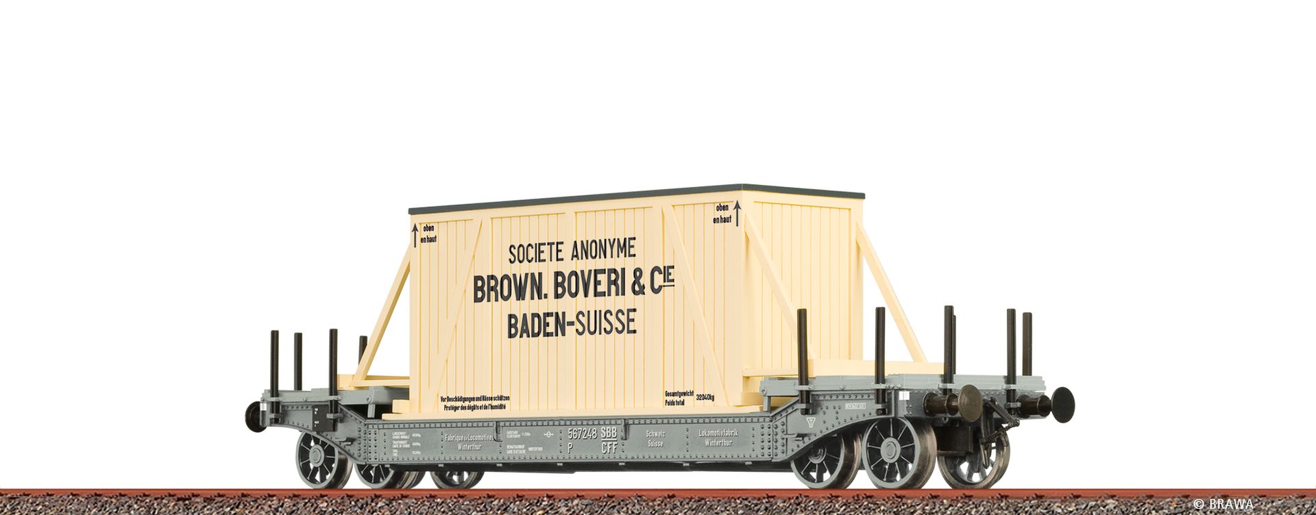 Brawa 47915 - Tiefladewagen "Brown Boveri & Cie", SBB, Ep.II