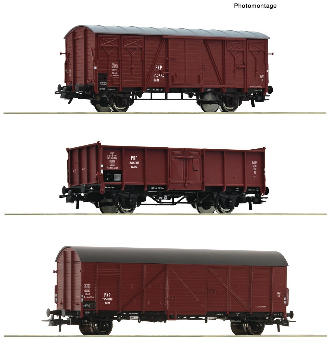 Roco 6600273 - 3er Set Güterwagen, PKP, Ep.III