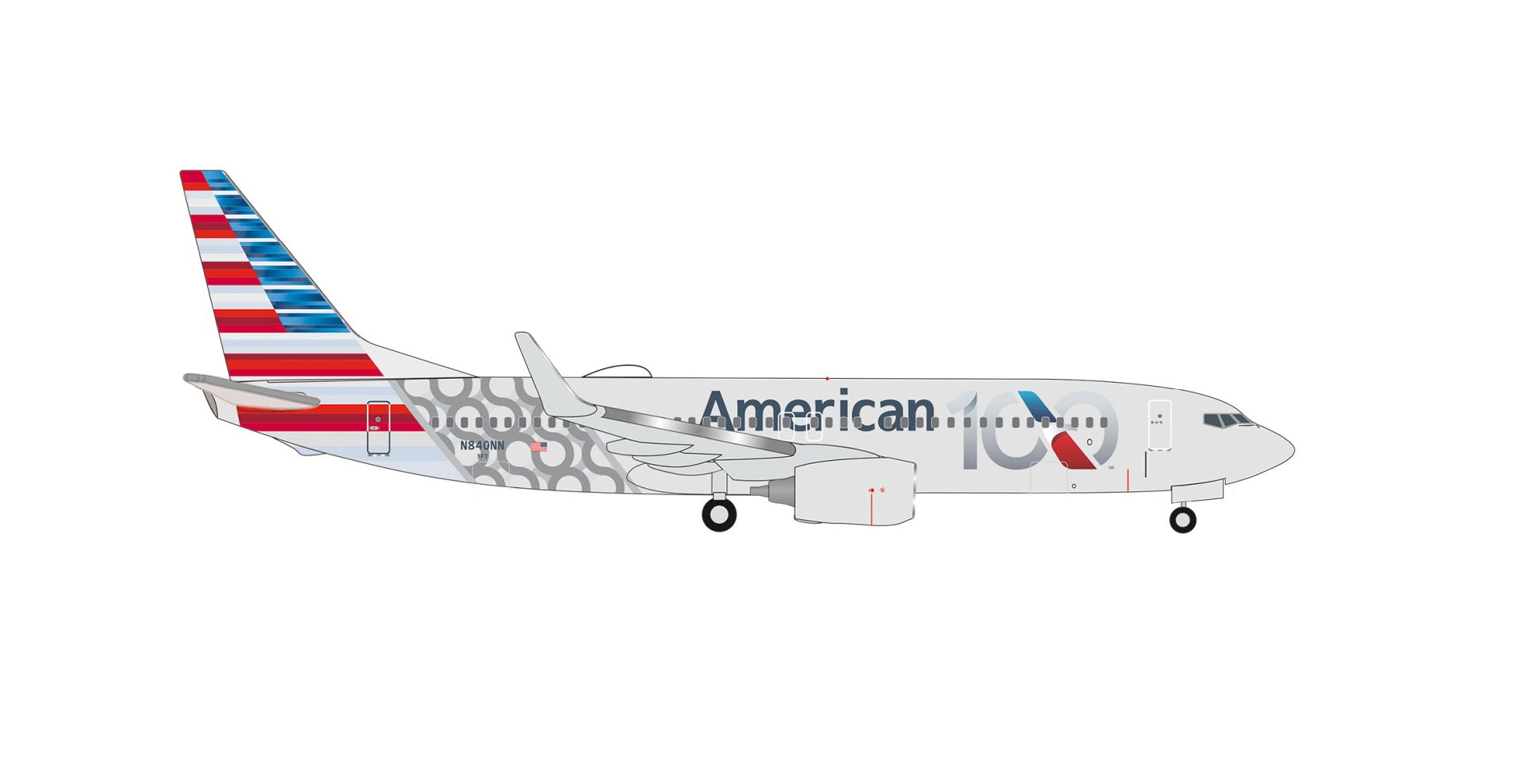Herpa 539579 - American Airlines Boeing 737-800 "100 Years" - N840NN