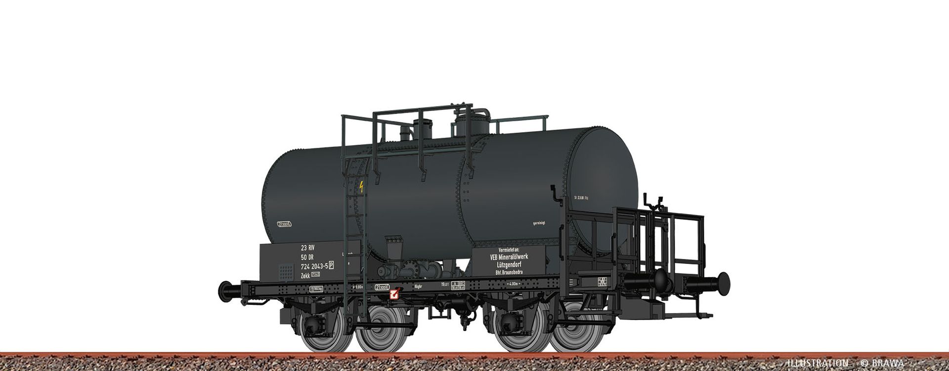 Brawa 50854 - Kesselwagen Zekk[7242], DR, Ep.IV