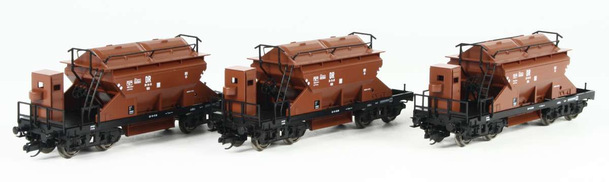 Hädl 115413-01 - 3er Set Sattelboden-Selbstentladewagen KKt, DR, Ep.III