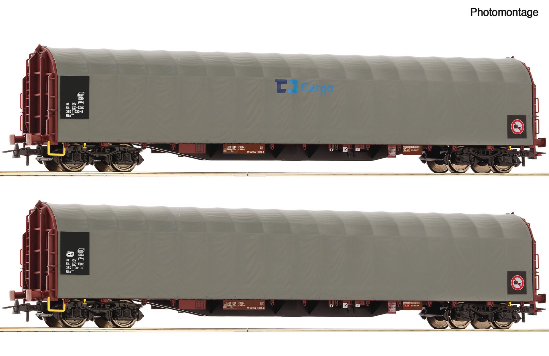 Roco 6600159 - 2er Set Schiebeplanwagen Rils-y, CD-Cargo, Ep.VI