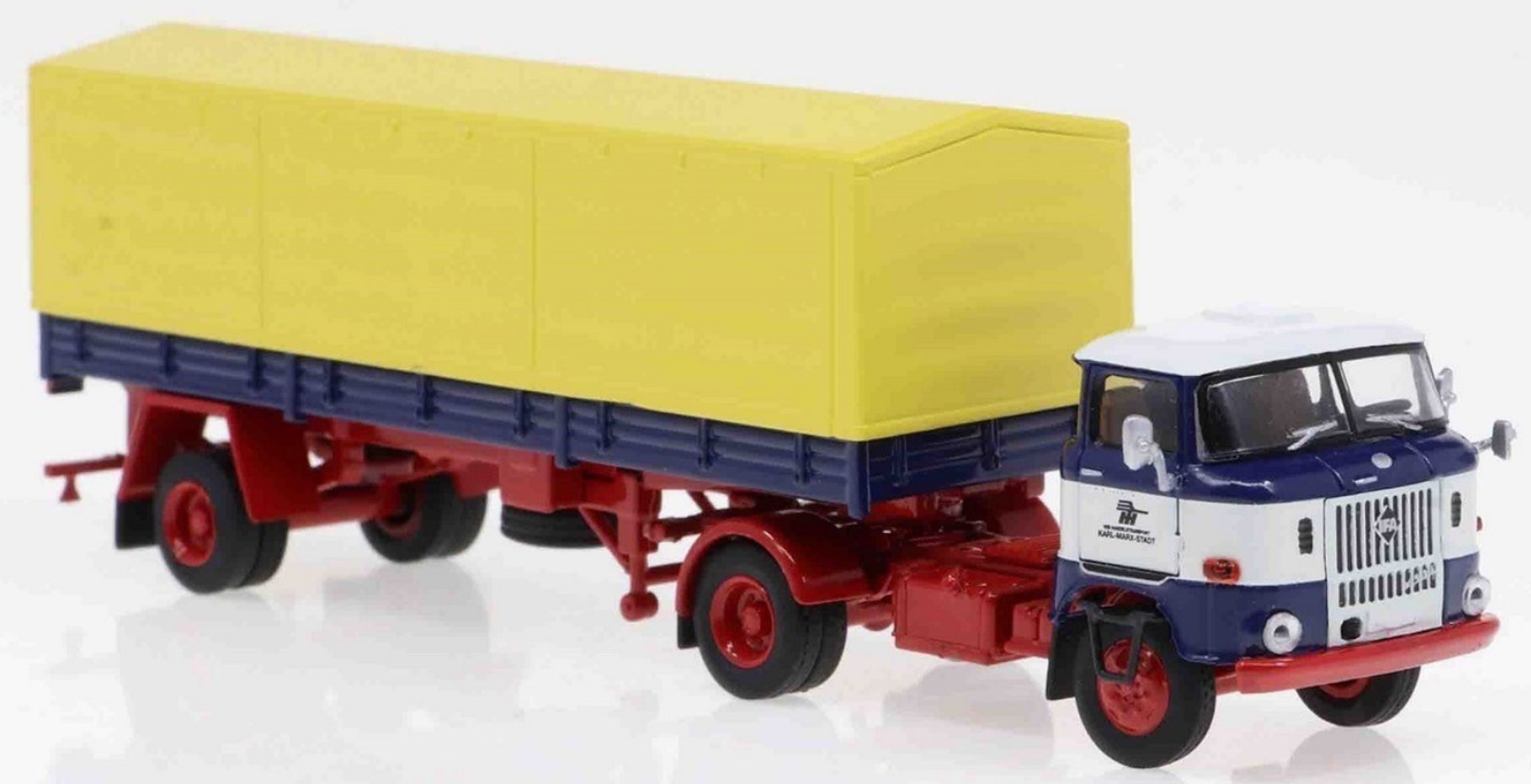 Brekina 03-361 - IFA W50 L/S Pritsche/Plane-Sattelauflieger 'VEB Handelstransport Karl-Marx-Stadt'