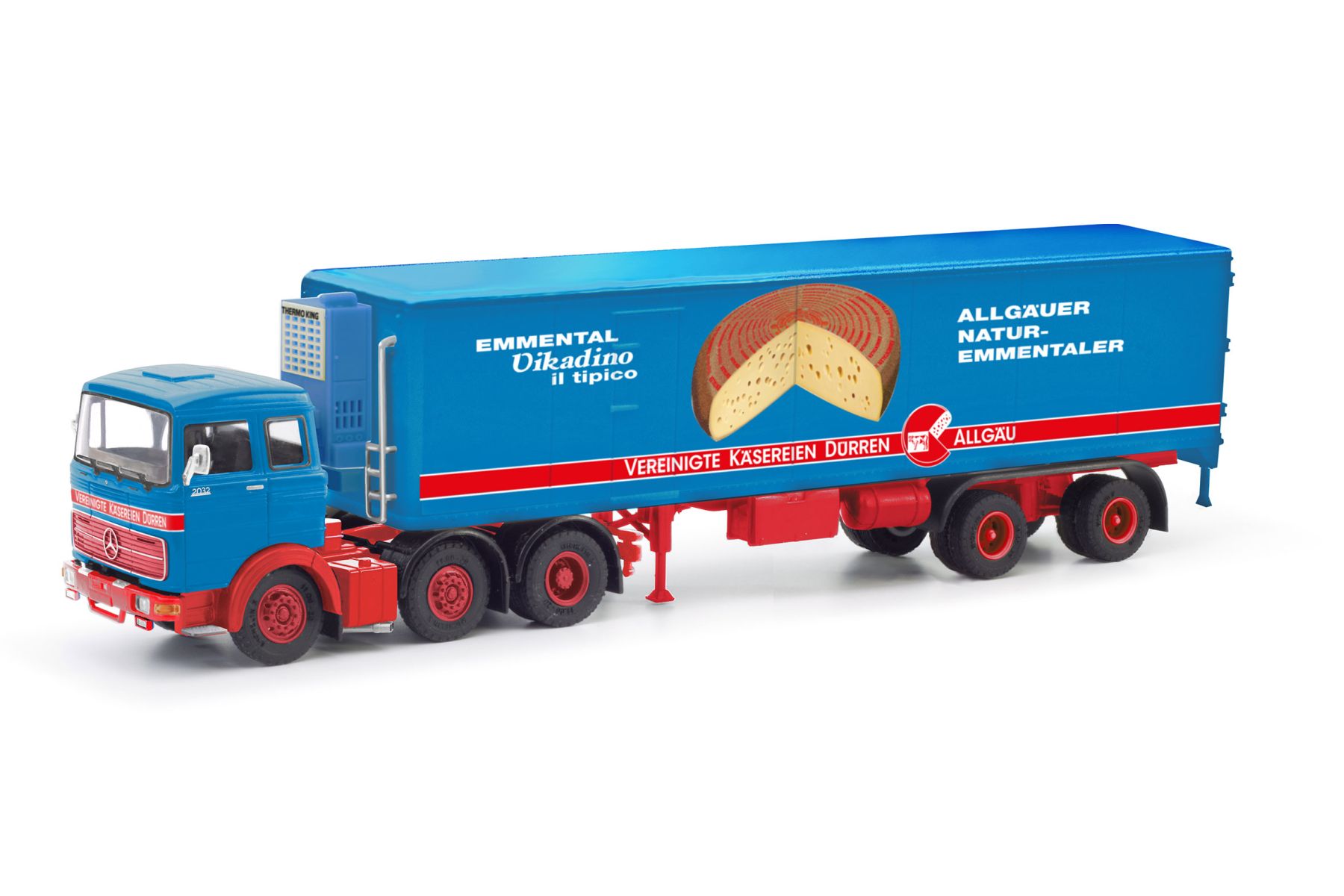 Herpa 87MBS026413 - Mercedes-Benz LPS 2032 Kühlkoffer-Sattelzug "Vereinigte Käserei Düren"