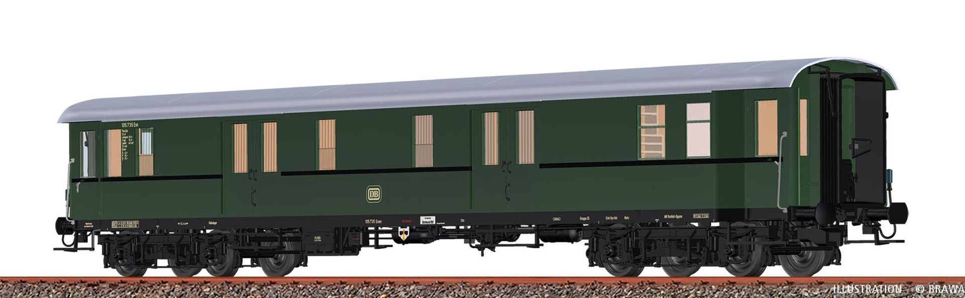 Brawa 58296 - Gepäckwagen Pw4ü-37/52, DB, Ep.III
