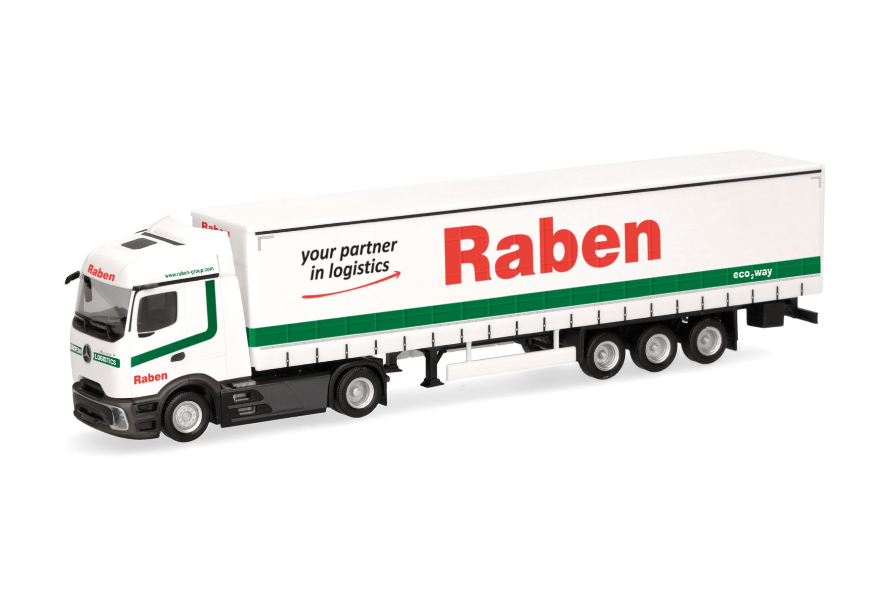 Herpa 321044 - MB Actros L ProCabin Streamspace Gardinenplanen-Sattelzug "Raben Logistics"