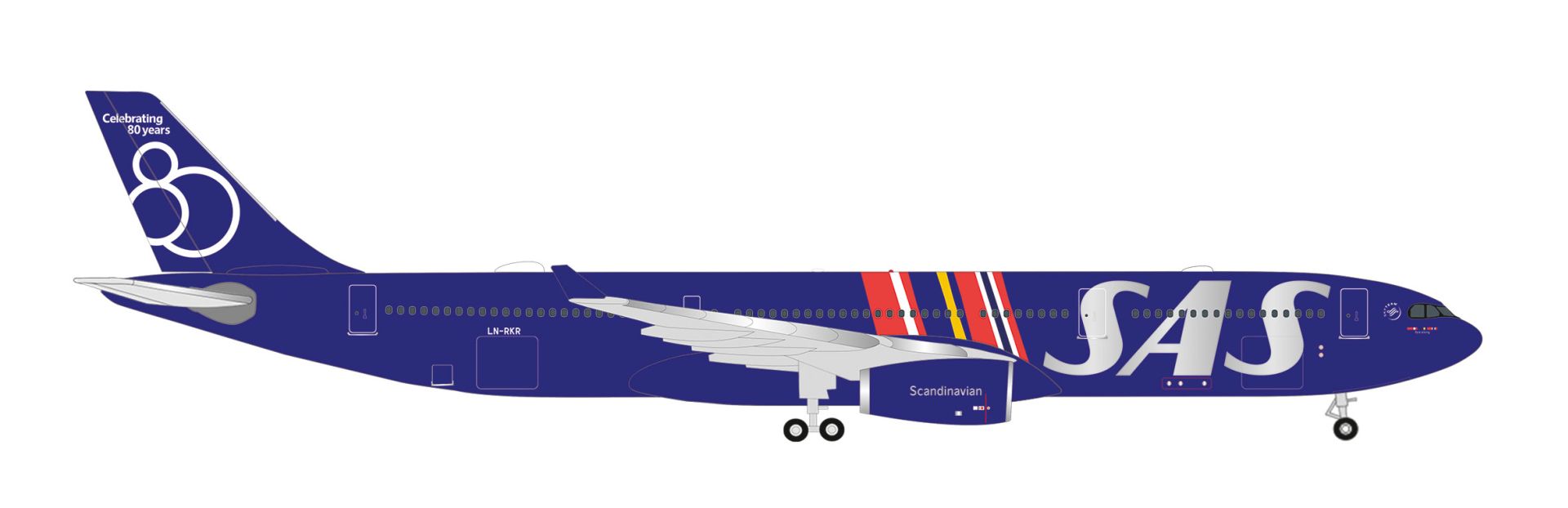 Herpa 539623 - SAS Scandinavian Airlines Airbus A330-300 - 80 Years