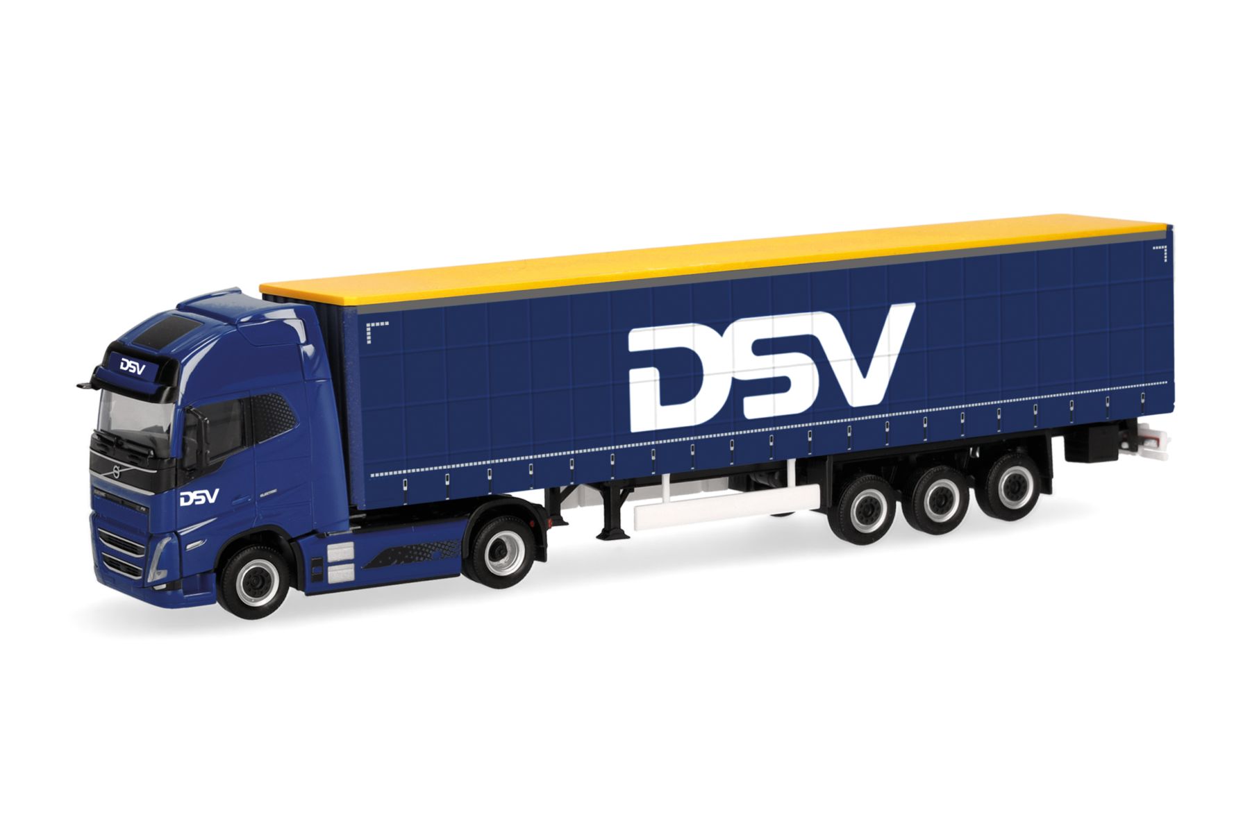 Herpa 320818 - Volvo FH GL XL 2020 Electric Gardinenplanen-Sattelzug "DSV"