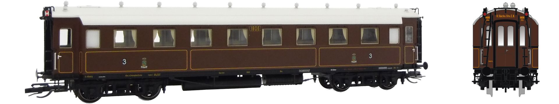 Saxonia 120224 - Personenwagen C4Ü Sa 07, K.Sächs.Sts.E.B., Ep.I, mit Innen- und Schlussbel., DC-Digital