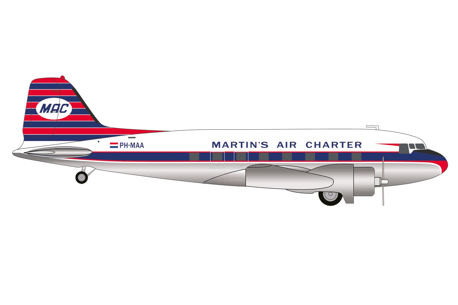Herpa 573566 - Martin‘s Air Charter Douglas DC-3 – PH-MAA