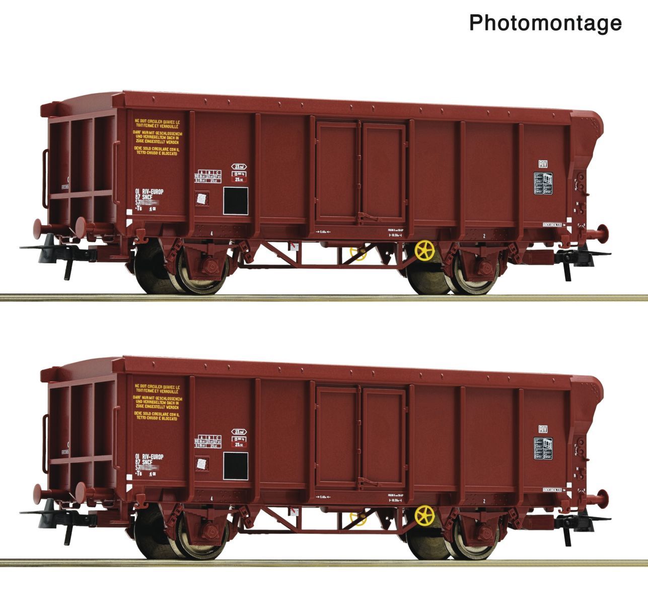 Roco 6600251 - 2er Set Rolldachwagen Ts, SNCF, Ep.IV-V