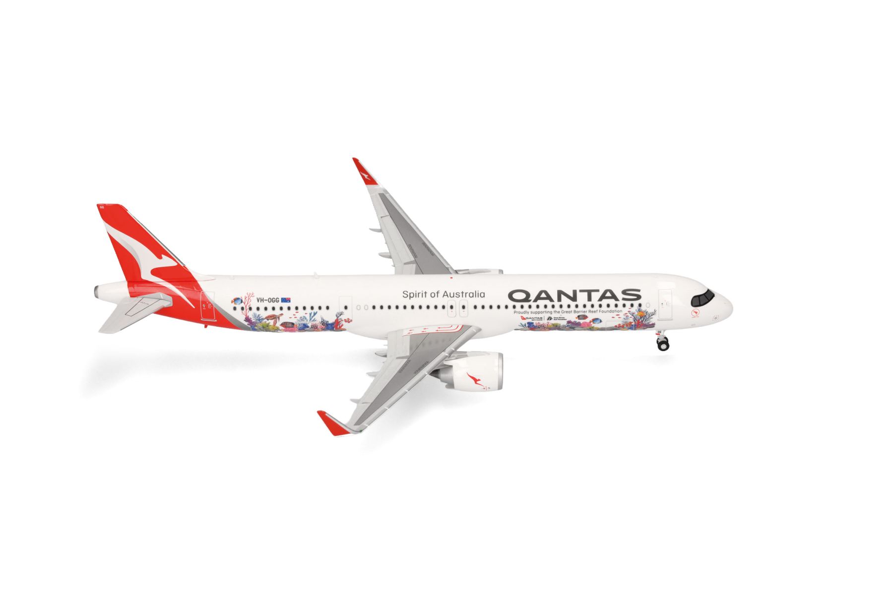 Herpa 574075 - Qantas Airbus A321XLR - Great Barrier Reef livery