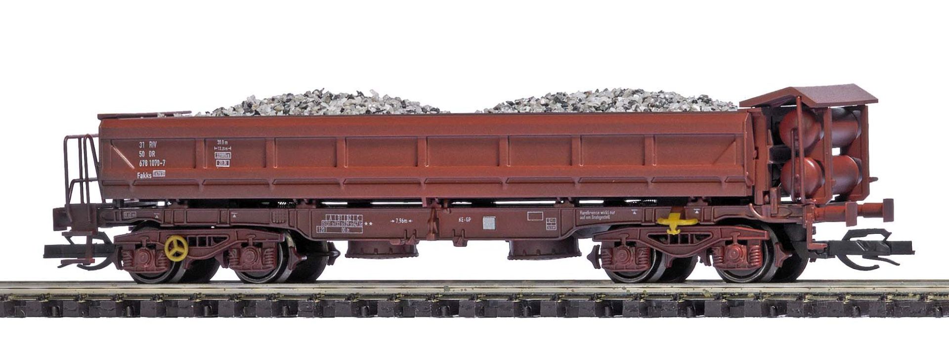 Busch 31424 - Zweiseiten-Kippwagen Fakks 678 mit Schotterladung, DR, Ep.IV, gealtert