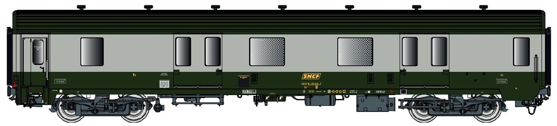L.S. Models 31230 - Packwagen MC76 Dd2, SNCF, Ep.IV, grün/grau