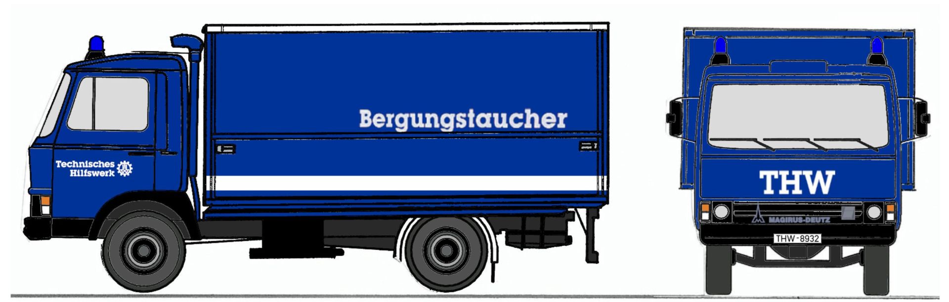 Loewe 4100 - Iveco Magirus "Zeta" 90M5 - GW des THW "Tauchergruppe"