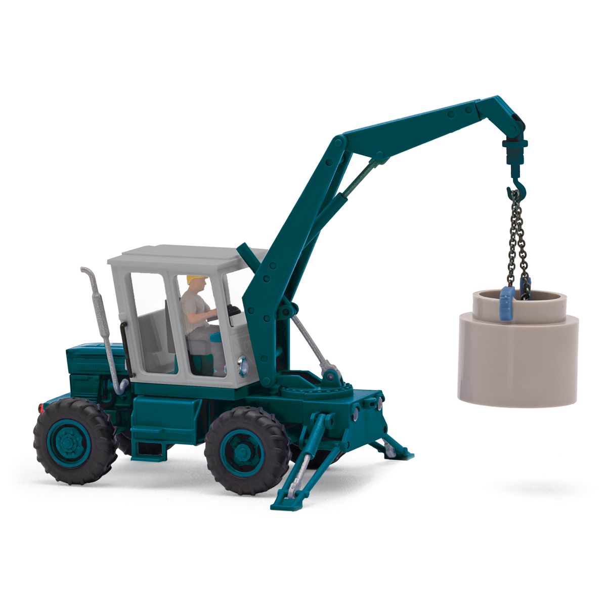 Busch 54405 - TIH 445 Schlepper mit Fahrer und Betonrohr, Bj. 1975 Busch 54405 - TIH 445 Schlepper mit Fahrer und Betonrohr, Bj. 1975