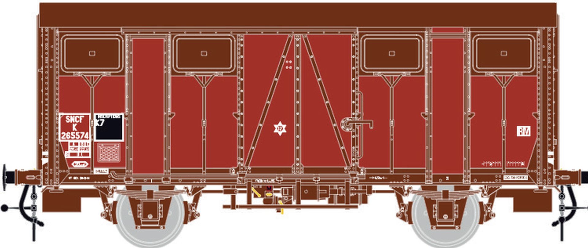 L.S. Models 31306 - Gedeckter Güterwagen OCEM K29 Permaplex, SNCF, Ep.IVa