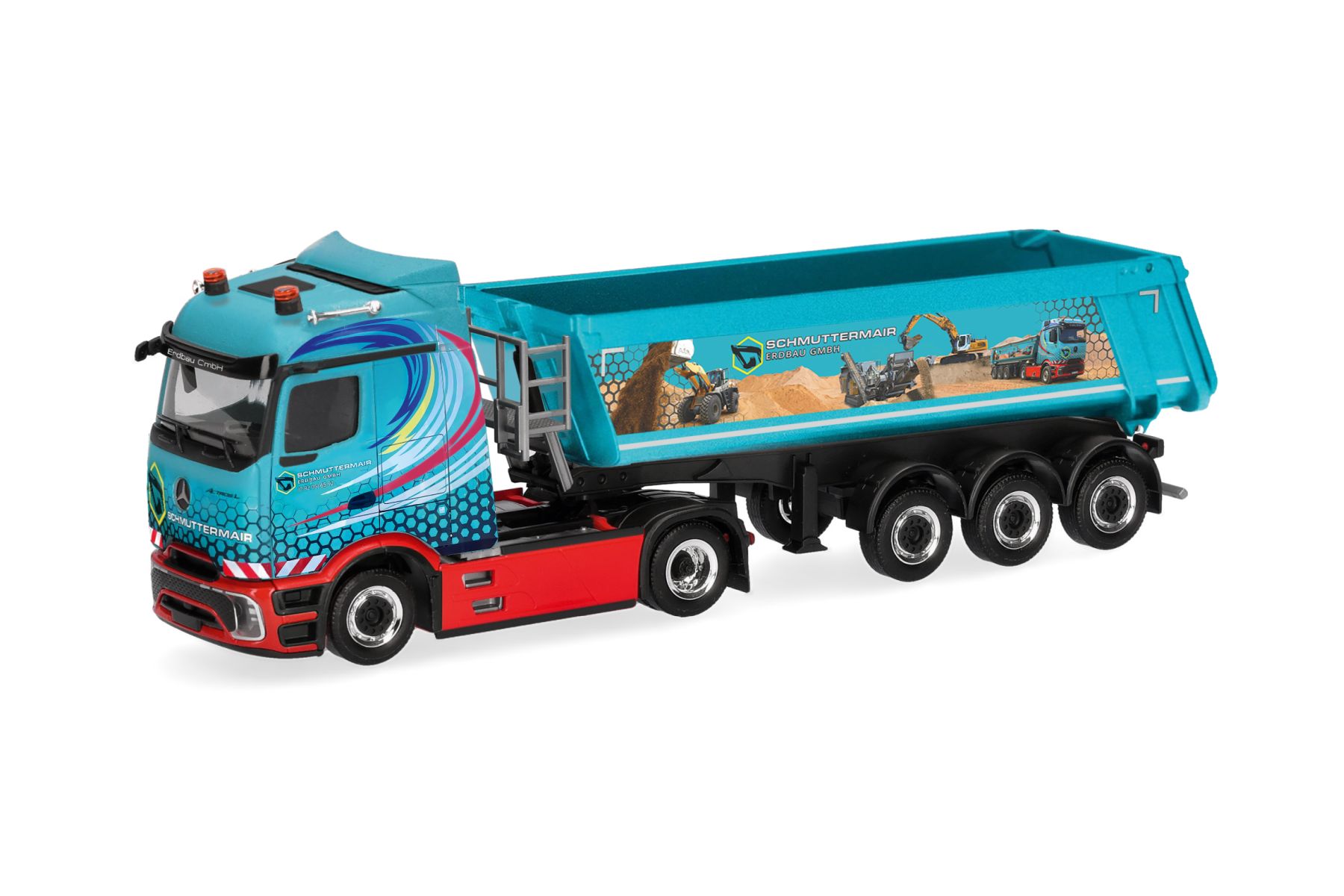Herpa 322249 - Mercedes-Benz Actros L ProCabin Streamspace Kipp-Sattelzug "Schmuttermair"
