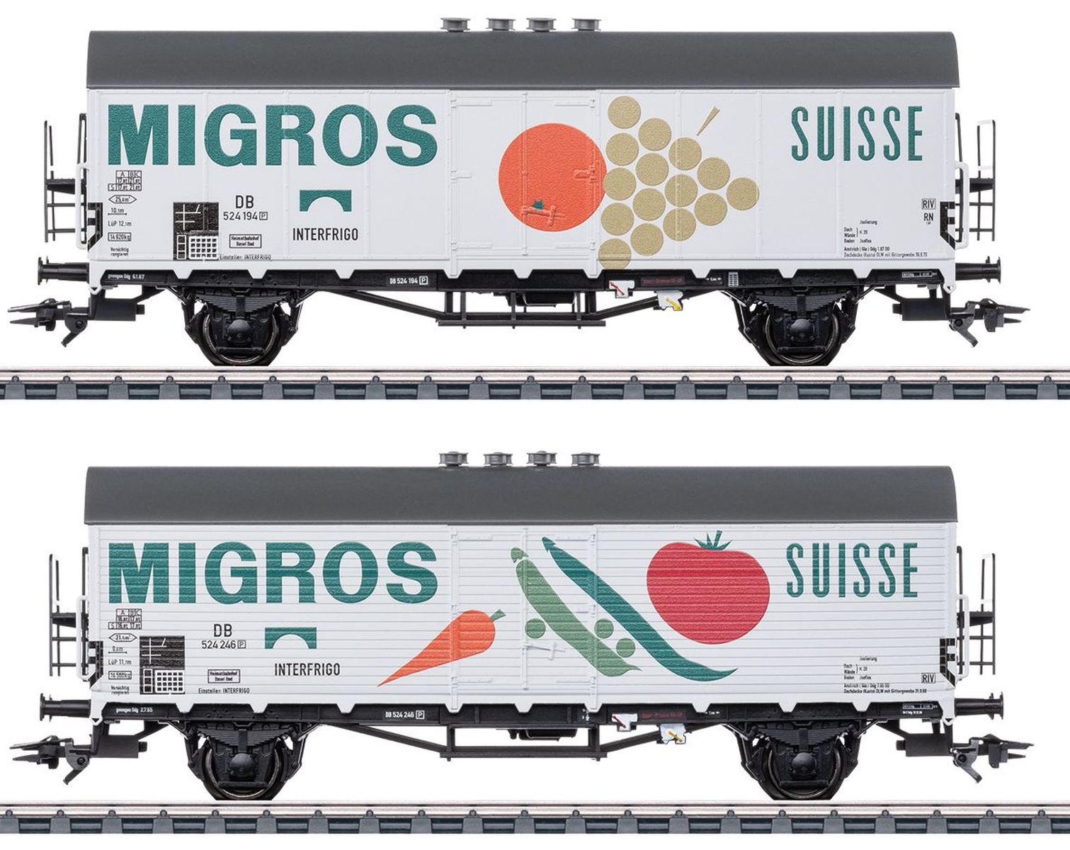 Märklin 46173 - 2er Set Kühlwagen Tnoms 35, DB, Ep.III 'MIGROS' Märklin 46173 - 2er Set Kühlwagen Tnoms 35, DB, Ep.III 'MIGROS'