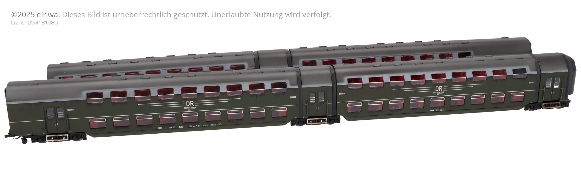 Doppelstockgliederzug DGB 12, 4-teilig, DR, Ep.IV, verschmutzt, mit Innenbel., DC-Digital