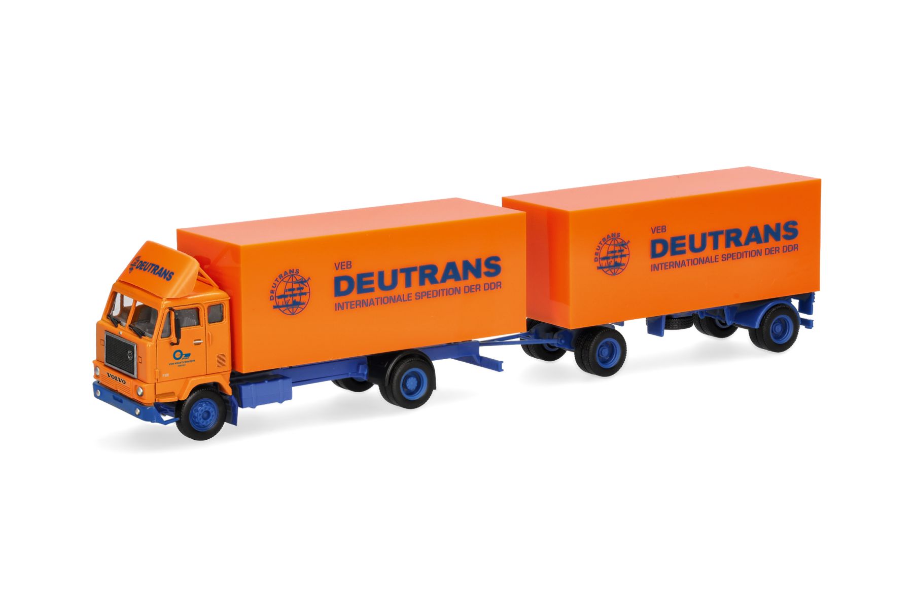 Herpa 322492 - Volvo F88 Koffer-Hängerzug "Deutrans"