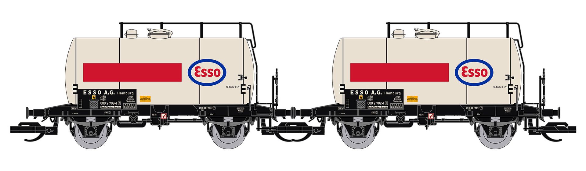 Saxonia 120291 - 2er Set Kesselwagen 'Deutz', DB, Ep.IV 'ESSO'