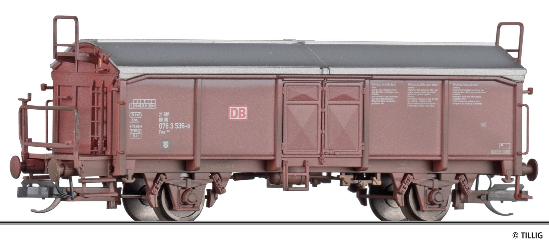 Tillig 502447 - Schiebedachwagen Tms 851, DBAG, Ep.V, gealtert