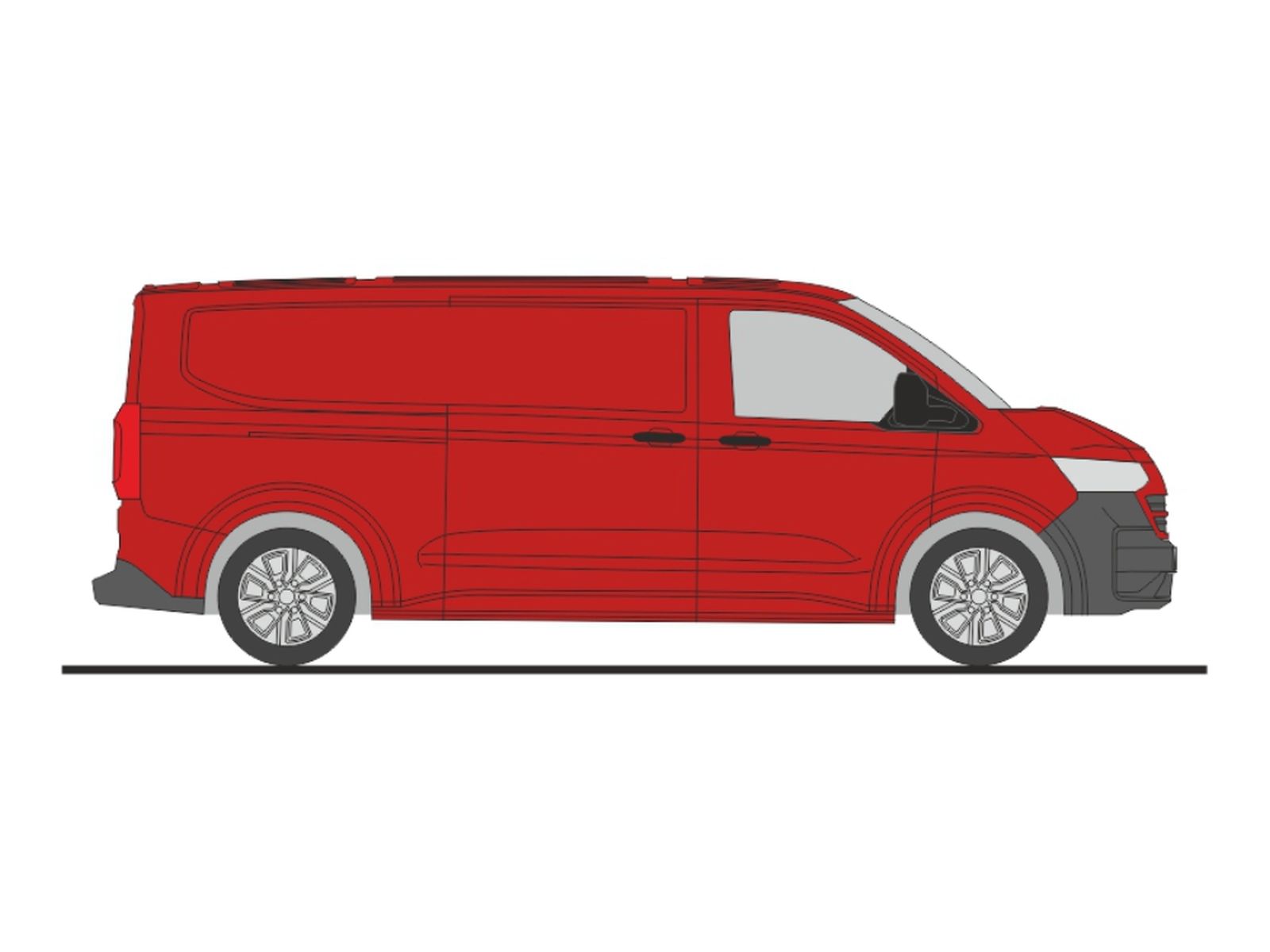 Rietze 11718 - Volkswagen Transporter T7 Kasten LR FD intensive red