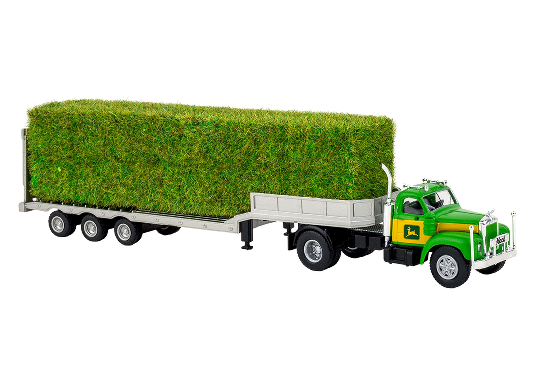 Brekina 85985 - Mack B61 mit beladenem Tieflader, grün