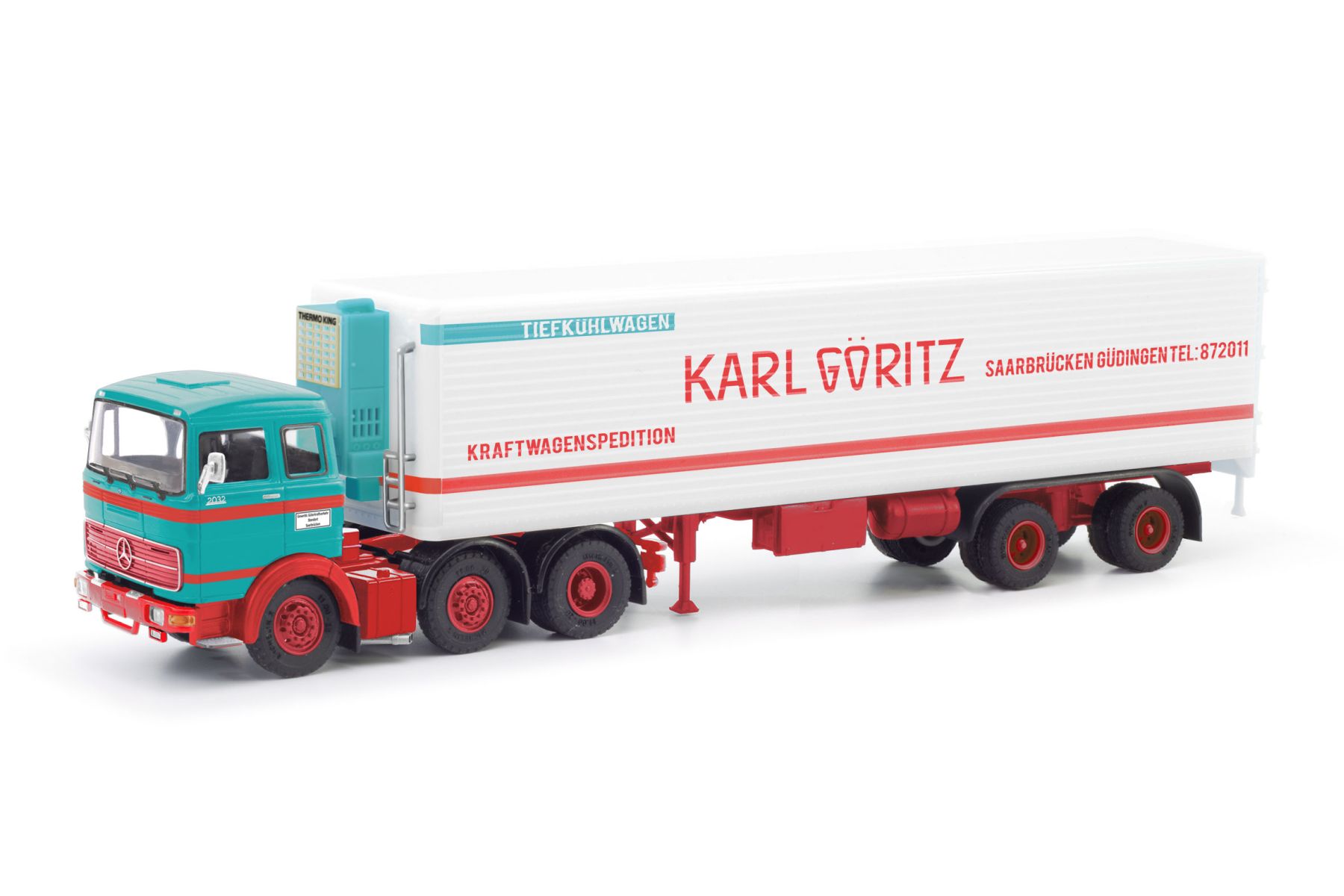 Herpa 87MBS026437 - Mercedes-Benz LPS 2032 Kühlkoffer-Sattelzug "Karl Göritz"