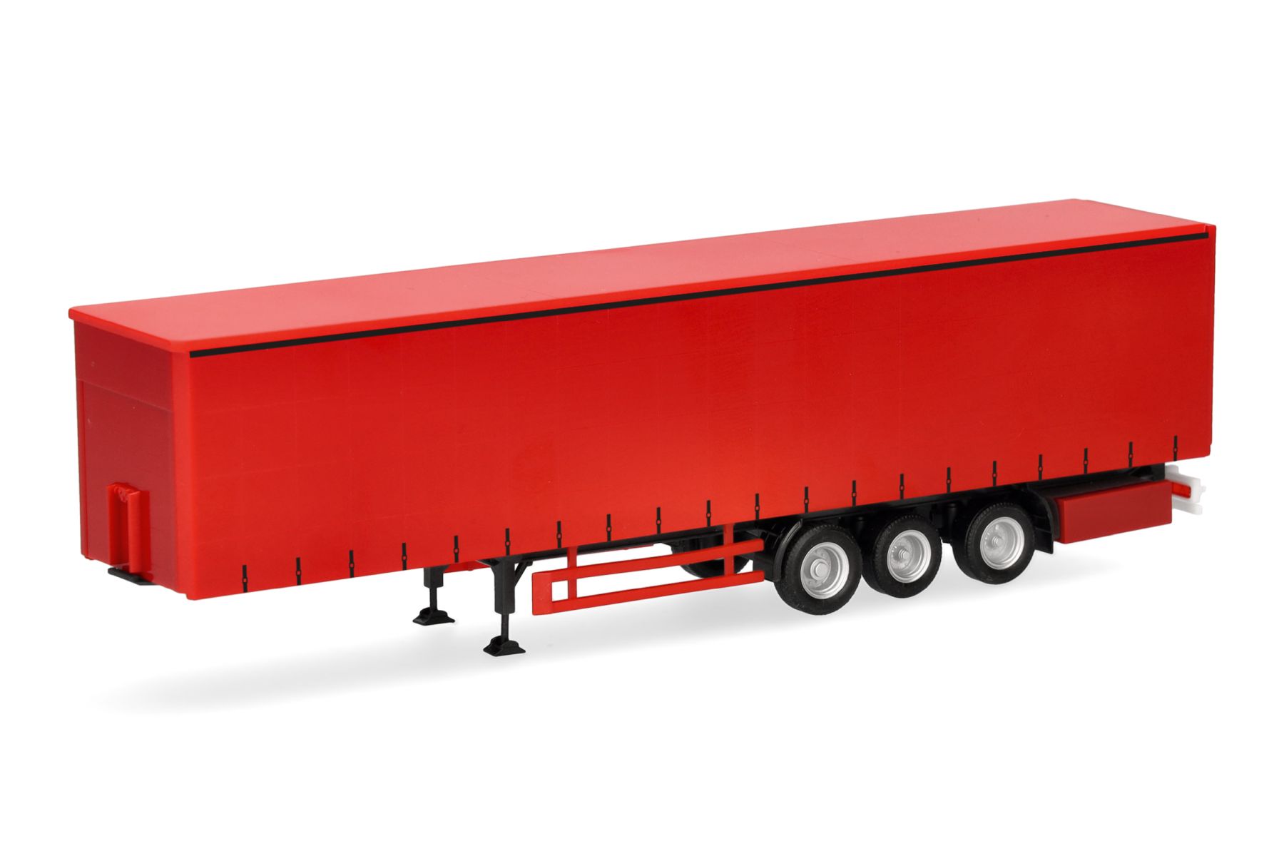 Herpa 077132 - Schmitz Gardinenplanen-Auflieger mit innenliegender Verriegelung, rot/Chassis schwarz