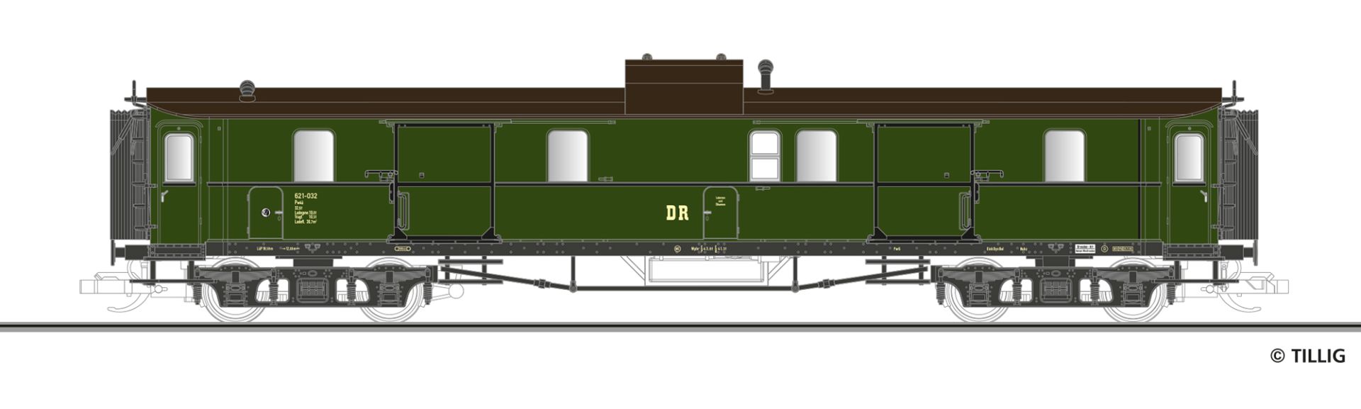 Tillig 12060 - Packwagen Pw4ü, DR, Ep.III
