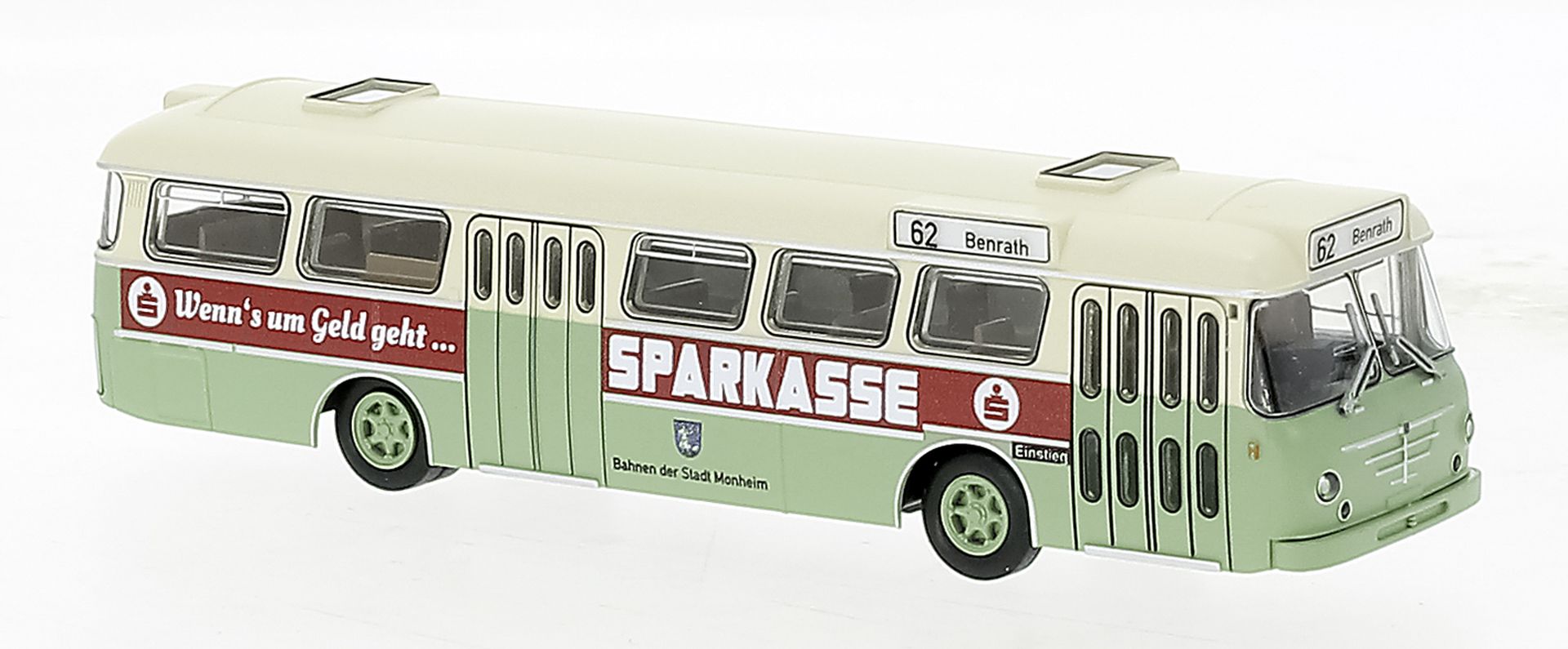 Brekina 59383 - Büssing Senator 12 D, Monheim - Sparkasse, 1962 Brekina 59383 - Büssing Senator 12 D, Monheim - Sparkasse, 1962