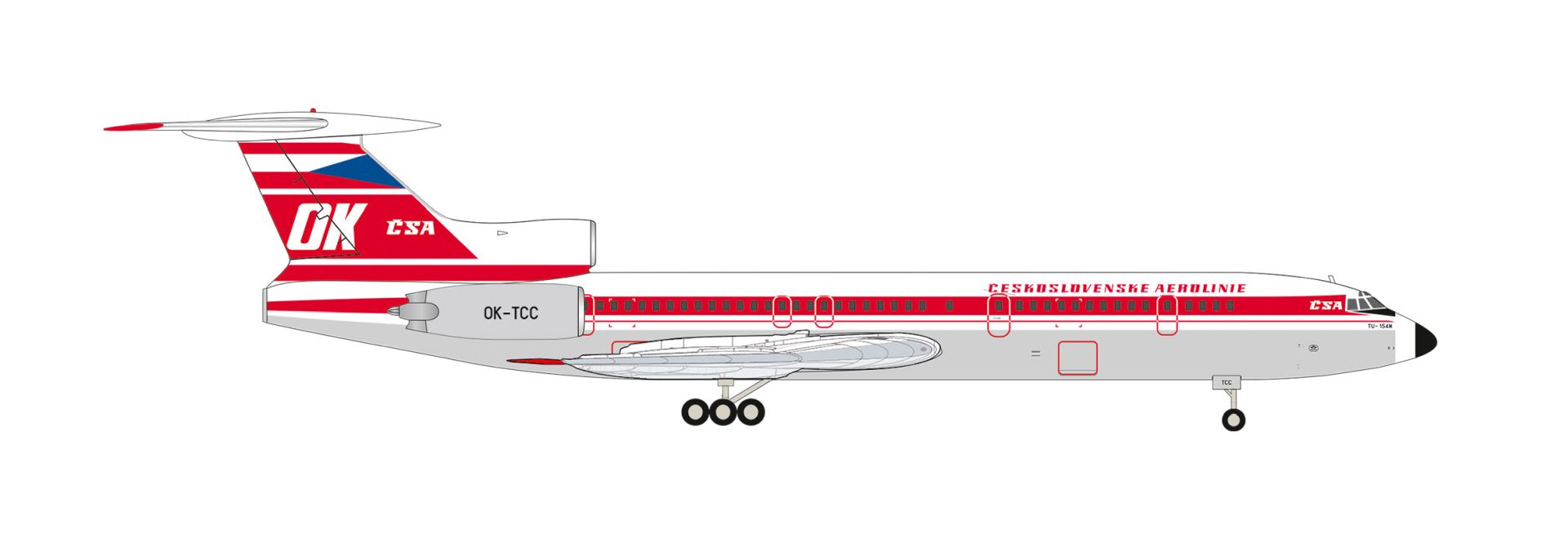 Herpa 574051 - CSA Czechoslovak Airlines Tupolev TU-154M – OK-TCC "Teplice"