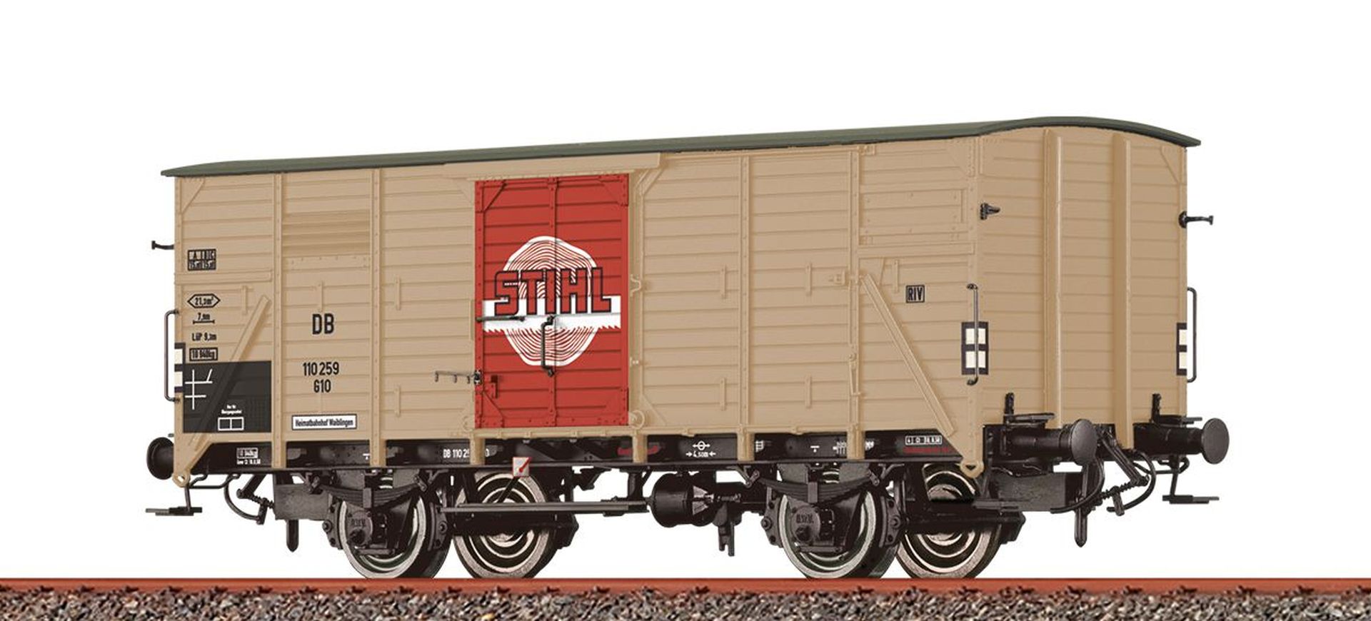 Brawa 49893 - Gedeckter Güterwagen G10, DB, Ep.III 'Stihl'