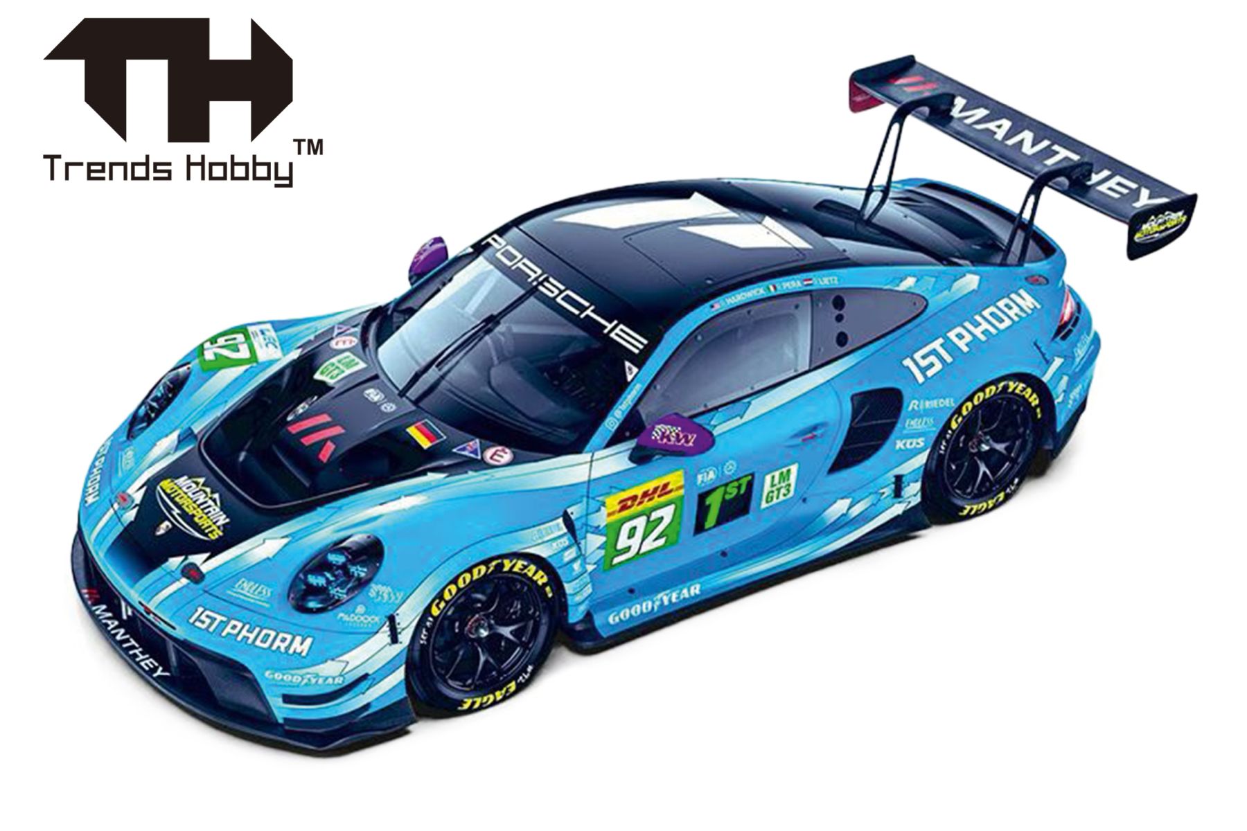 Herpa 864TH000005 - Trends Hobby: Porsche 911 GT3 R LeMans 24H 2025 #92, Motorhaube zum Öffnen