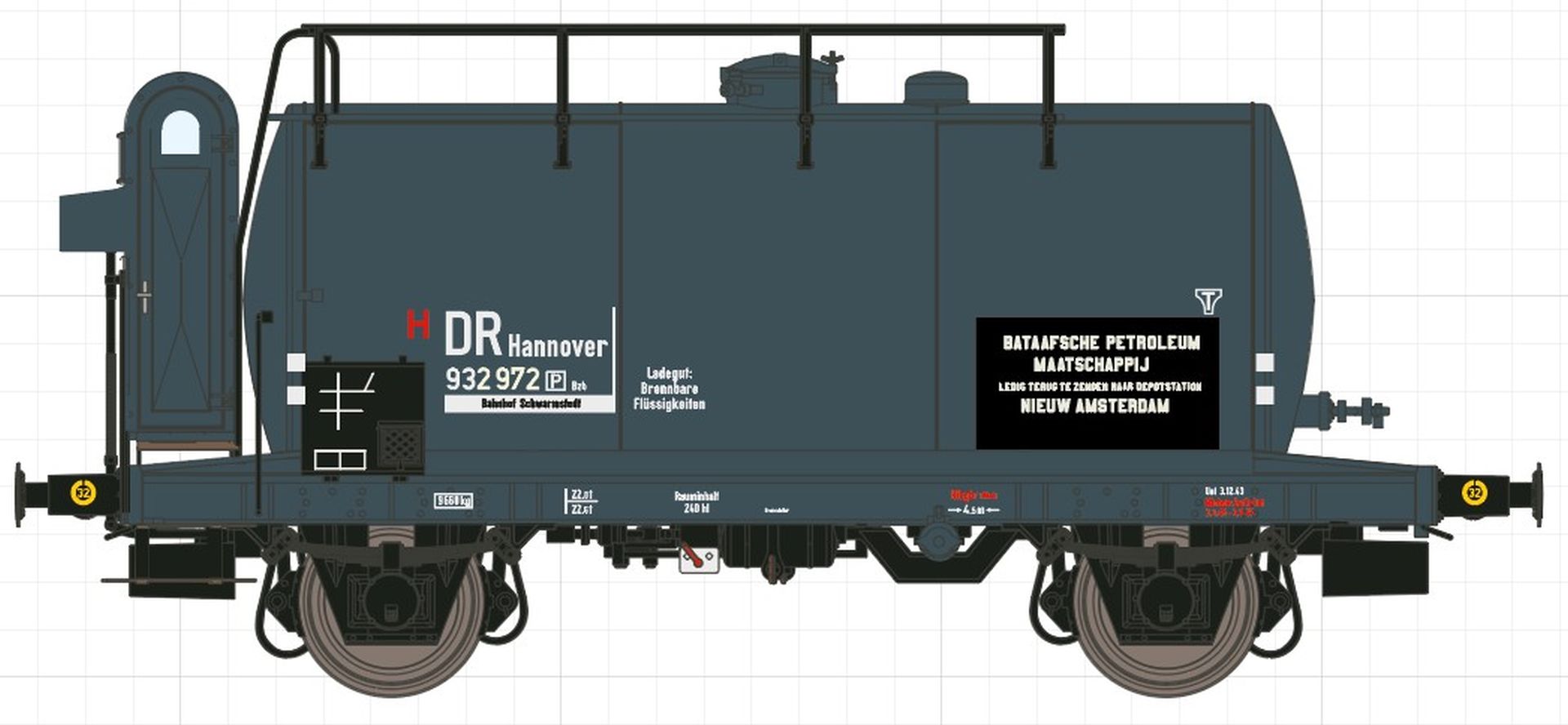 Exact-Train EX20586 - Kesselwagen 24m³m NS/DR, Ep.II 'Uerdinger NAM Bataafsche Petroleum Maatschappij'