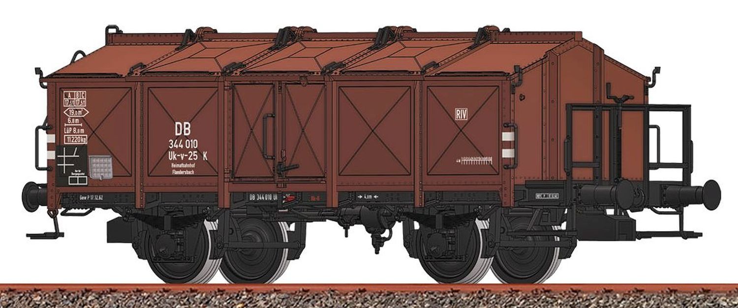 Brawa 50544-A25 - Klappdeckelwagen Uk-v 25, DB, Ep.III