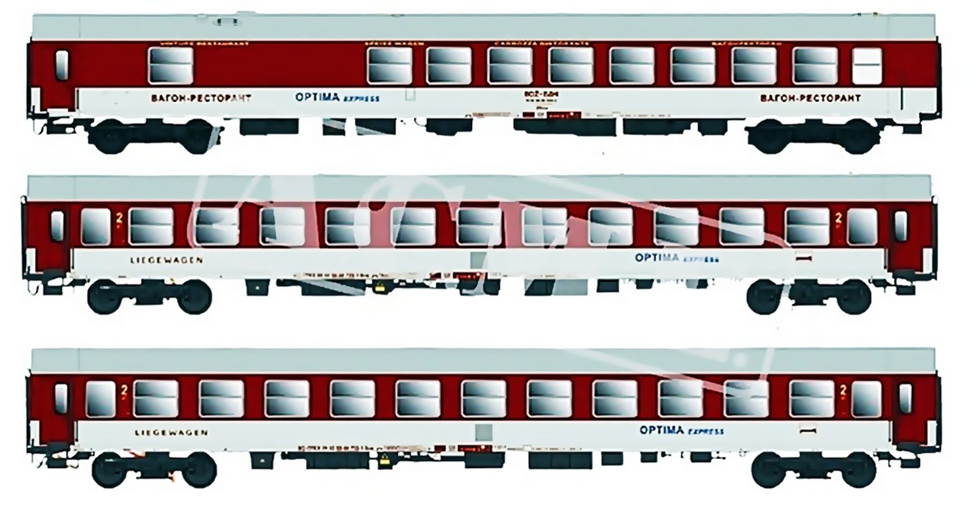 ACME AC 55344 - 3er Set Speise- bzw. Liegewagen, Optima Express, BDZ, Ep.V